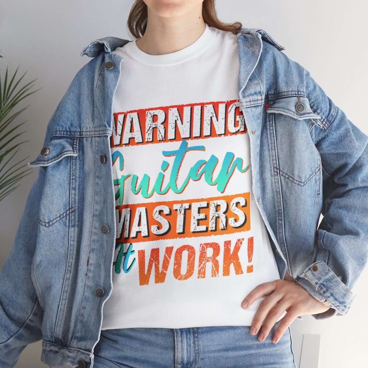 Guitar Masters at Work! | White Unisex Heavy Cotton Tee - Image 9