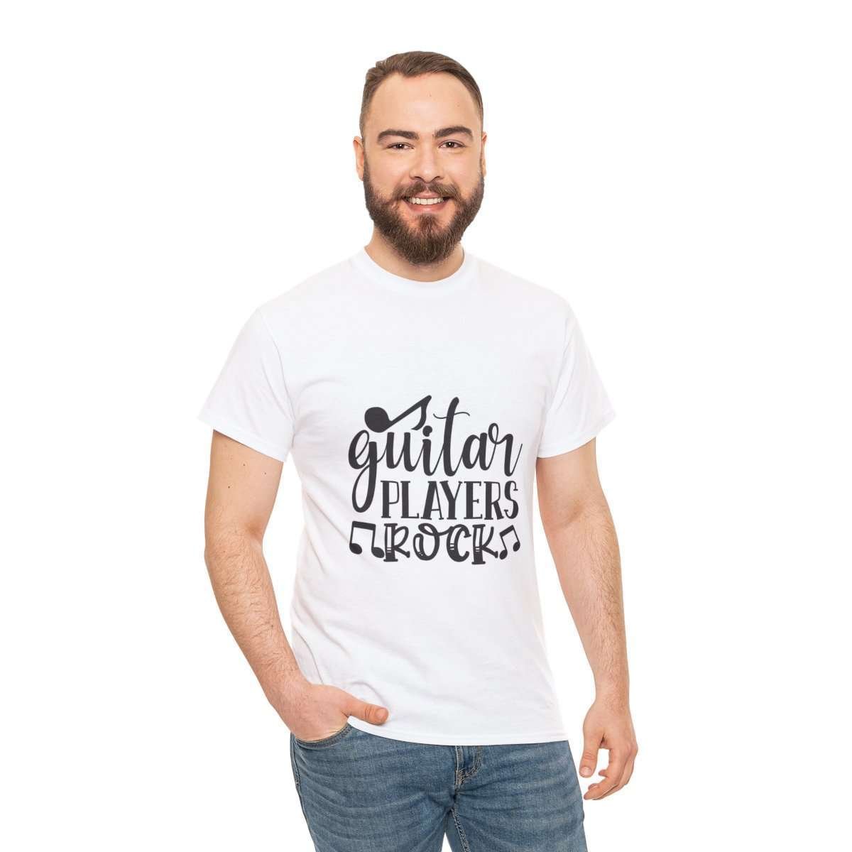 Guitar Players Rock | White Unisex Heavy Cotton Tee - Image 5