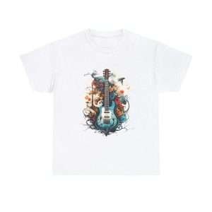 Multi-Colored Guitar | White Unisex Heavy Cotton Tee