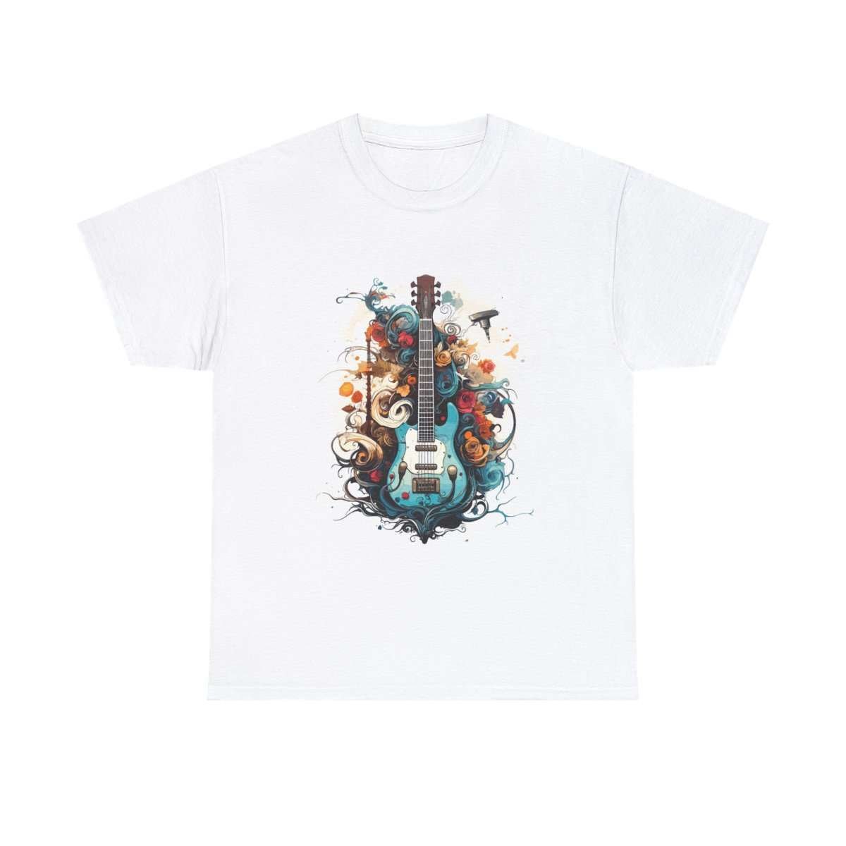 Multi-Colored Guitar | White Unisex Heavy Cotton Tee