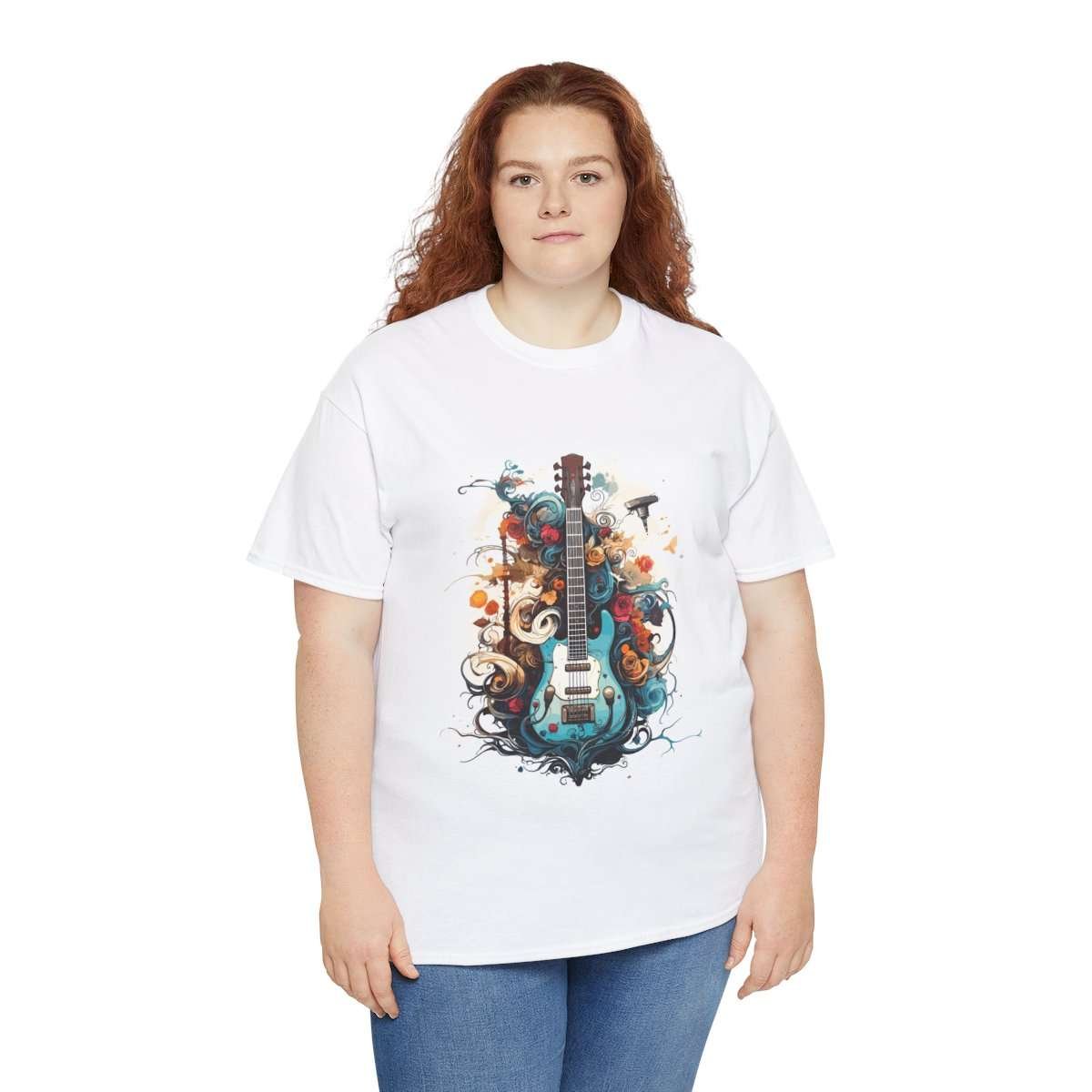 Multi-Colored Guitar | White Unisex Heavy Cotton Tee - Image 7
