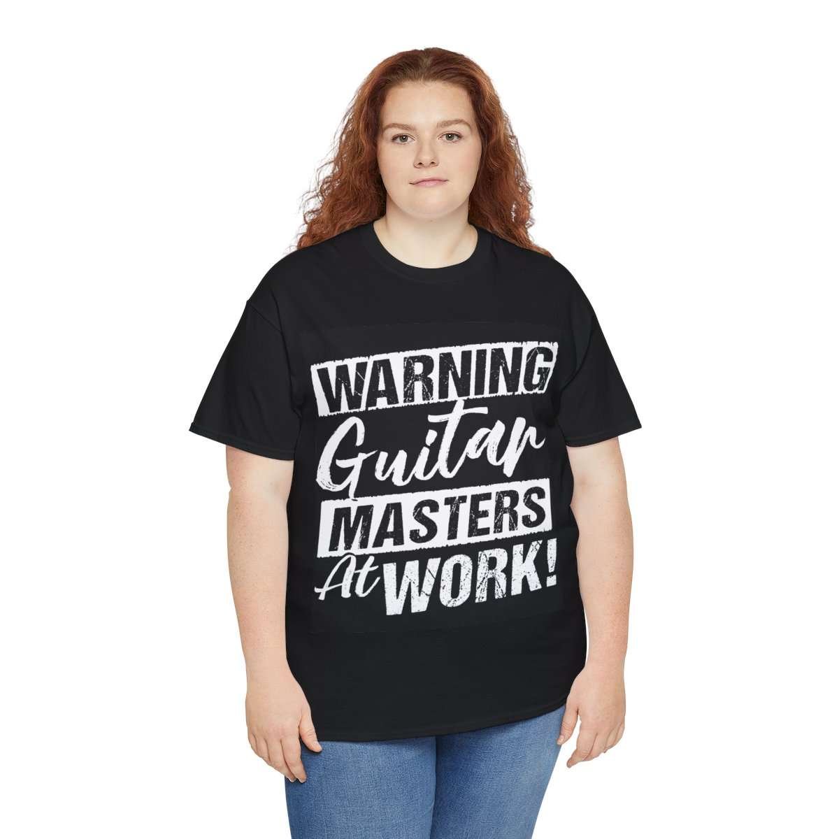 Guitar Masters at Work! | Black Unisex Heavy Cotton Tee - Image 7