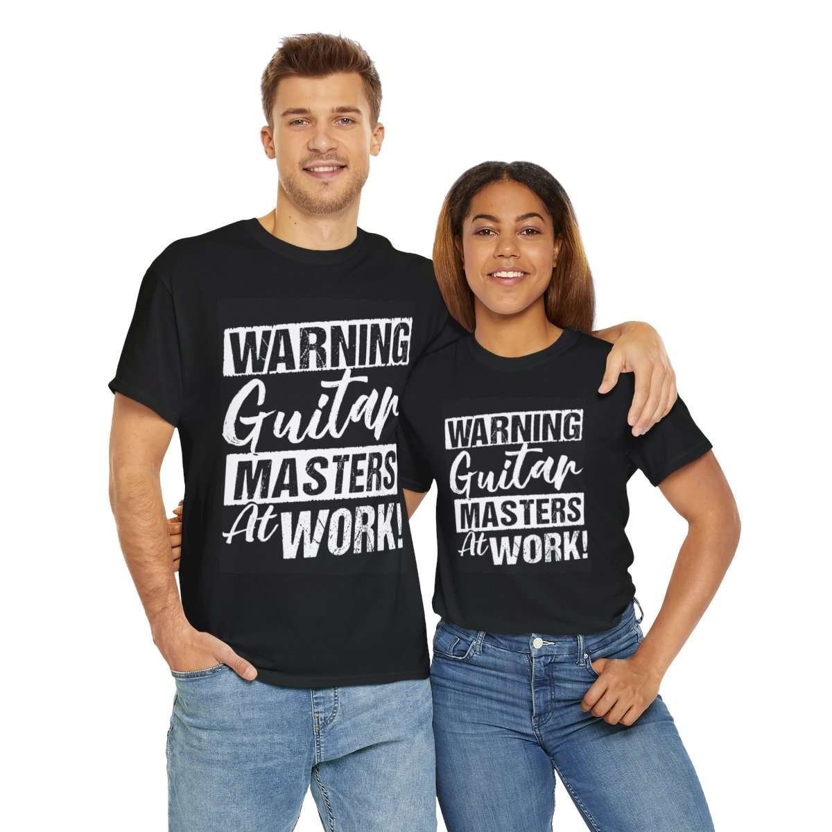Guitar Masters at Work! | Black Unisex Heavy Cotton Tee - Image 10